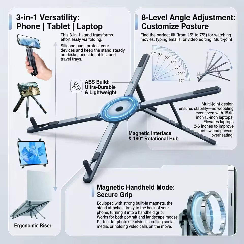 Laptop Stand - Supporto Magnetico Portatile per Telefono e